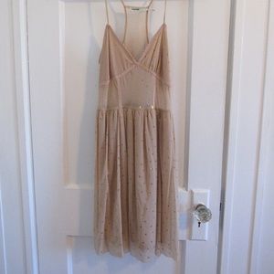 Kimchi Blue Tan Dress with Gold Accents